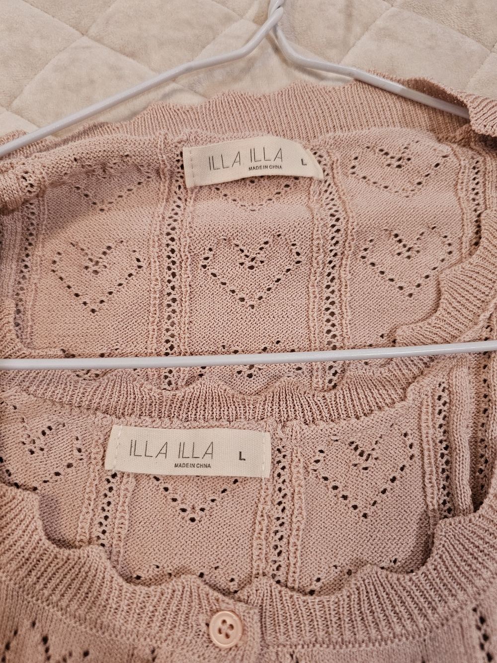 ILLA ILLA Blush Pink Heart-Pattern Knit Cardigan